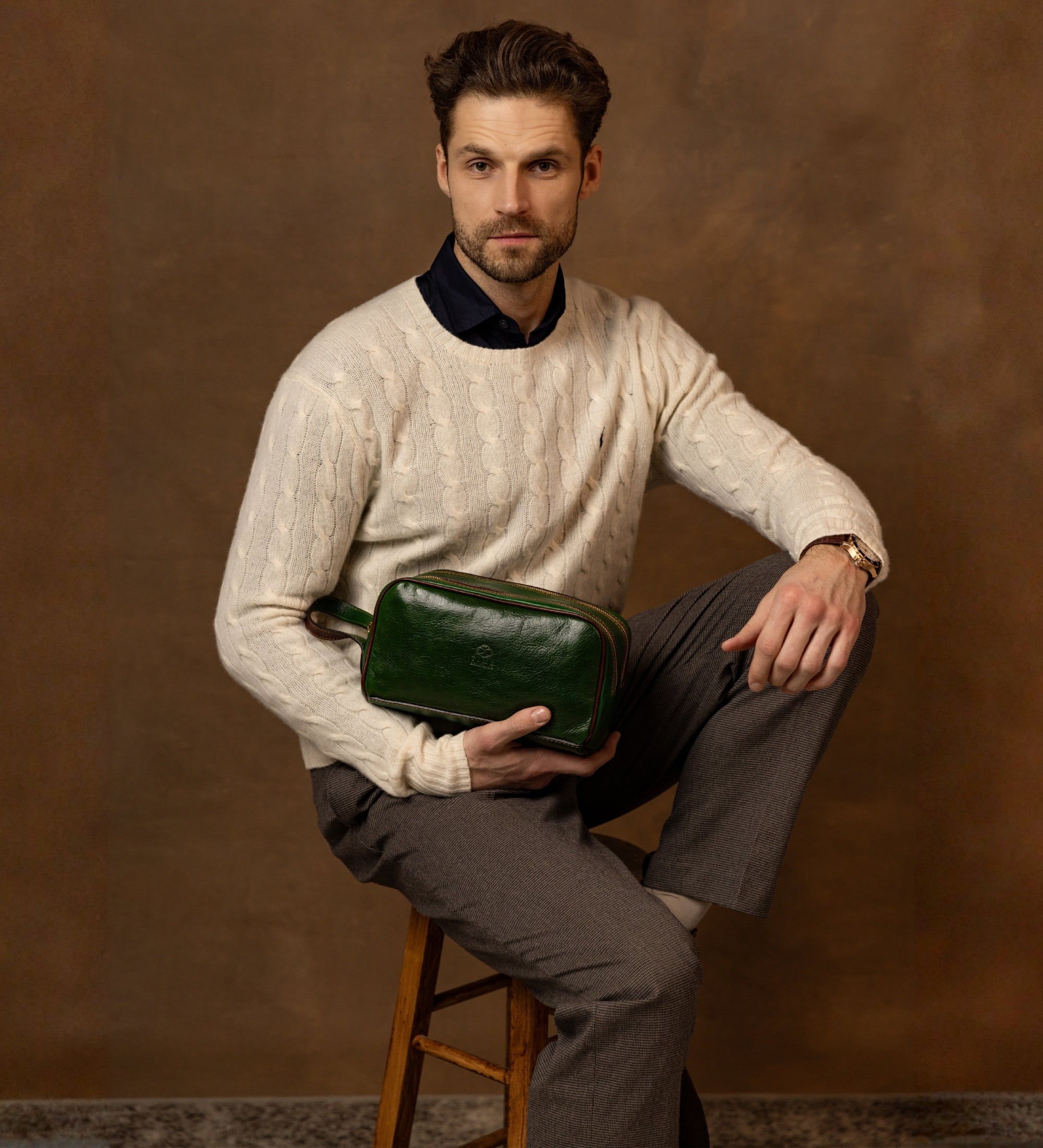 Neceser de hombre/bolsa para cosméticos de cuero: All the Kings Men