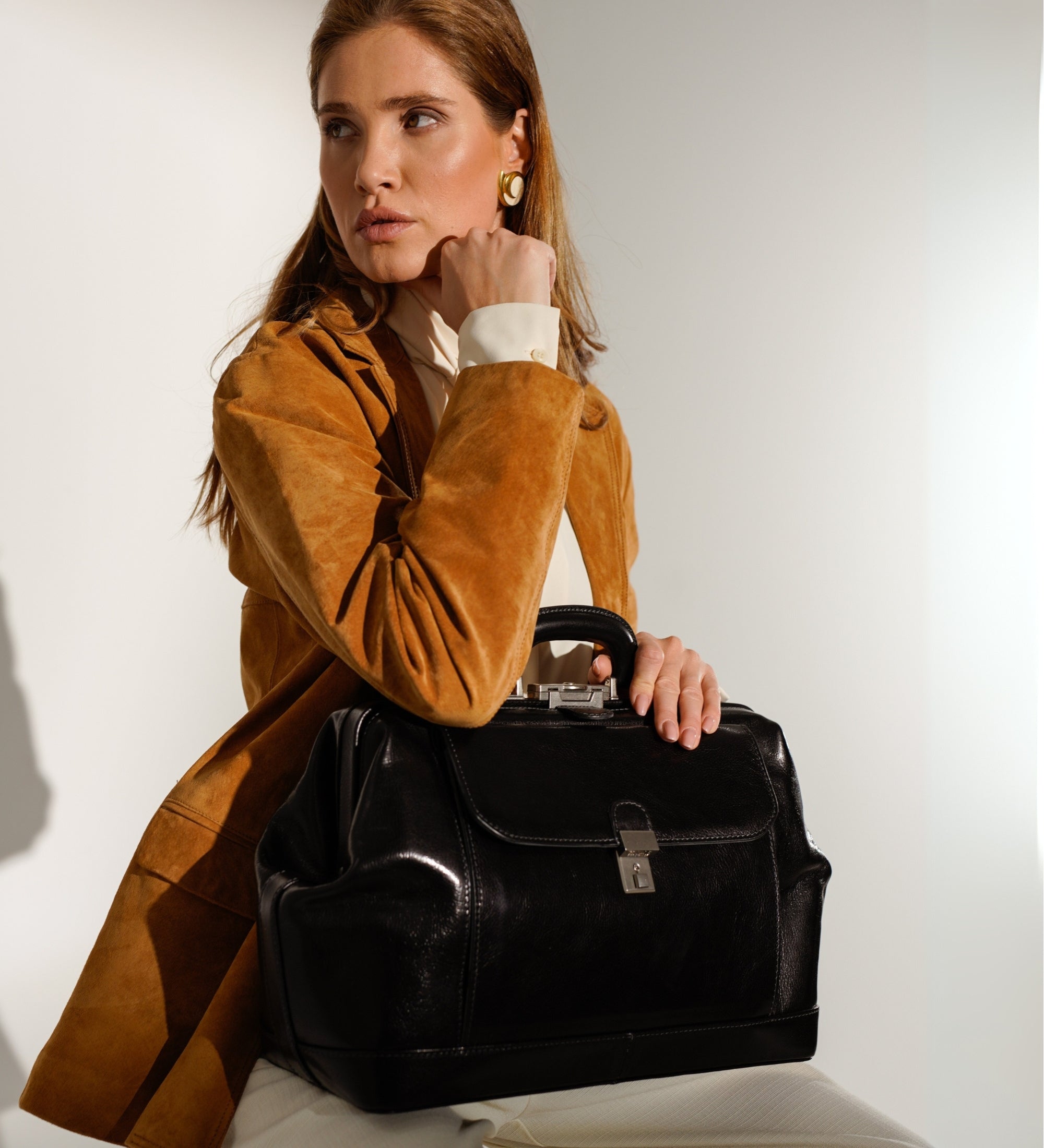 Bolso de médico de cuero italiano grande para mujer: Hamlet