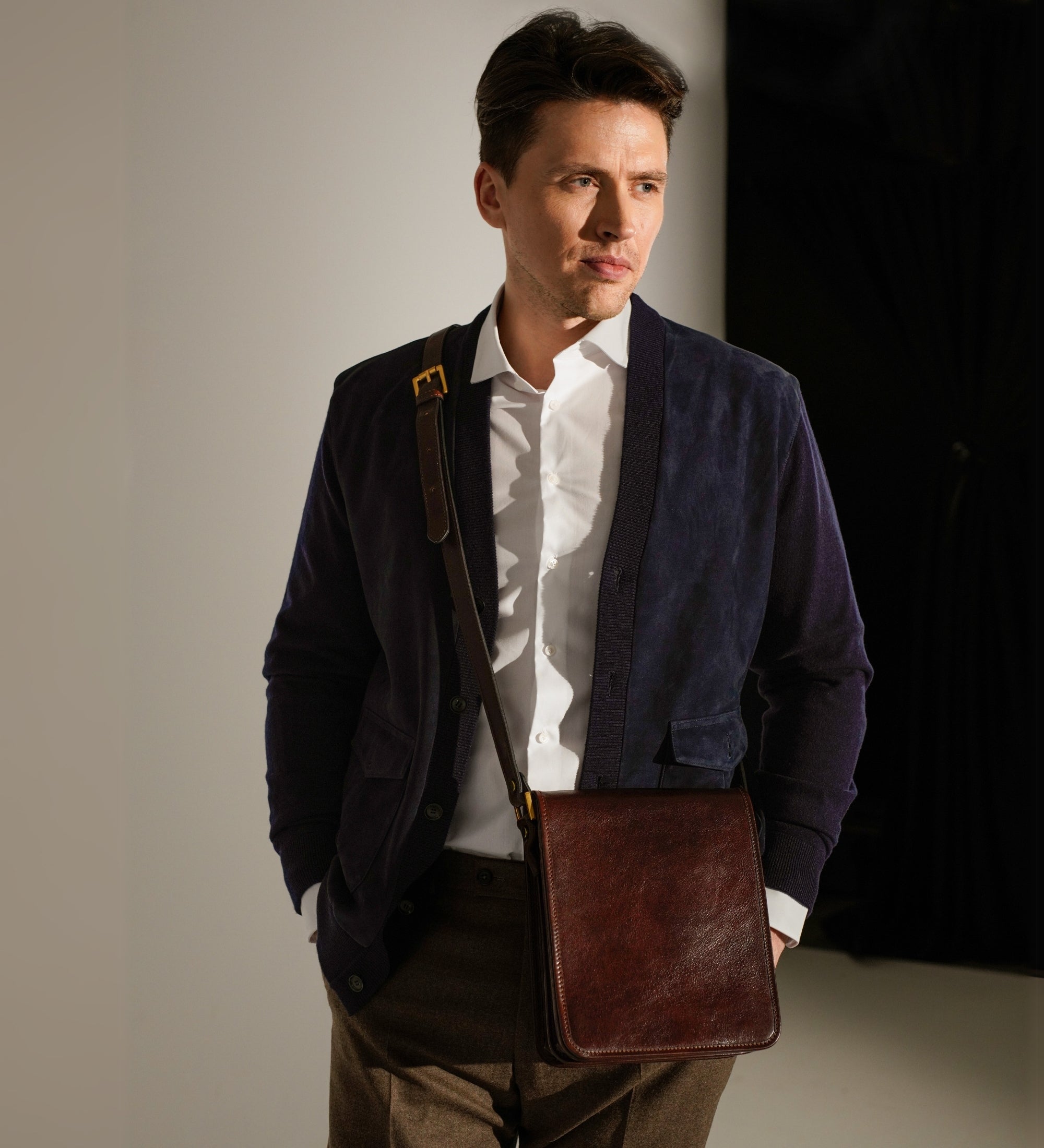 Bolso bandolera de cuero pequeño: On The Road