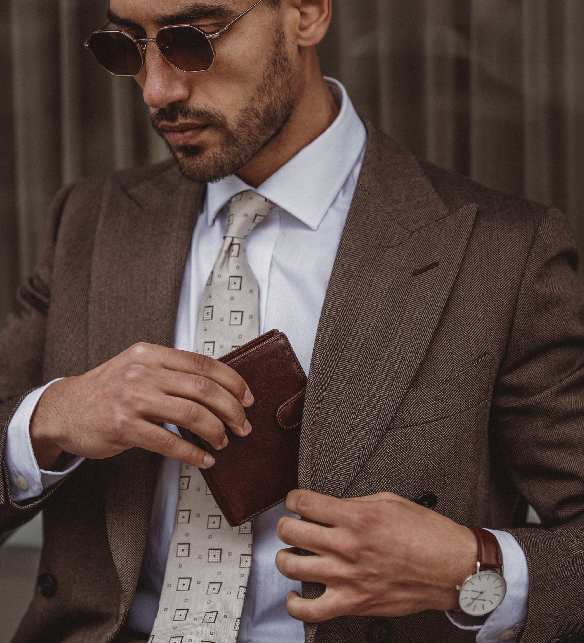 Cartera de cuero de doble compartimento y cierre a presión: Ironweed