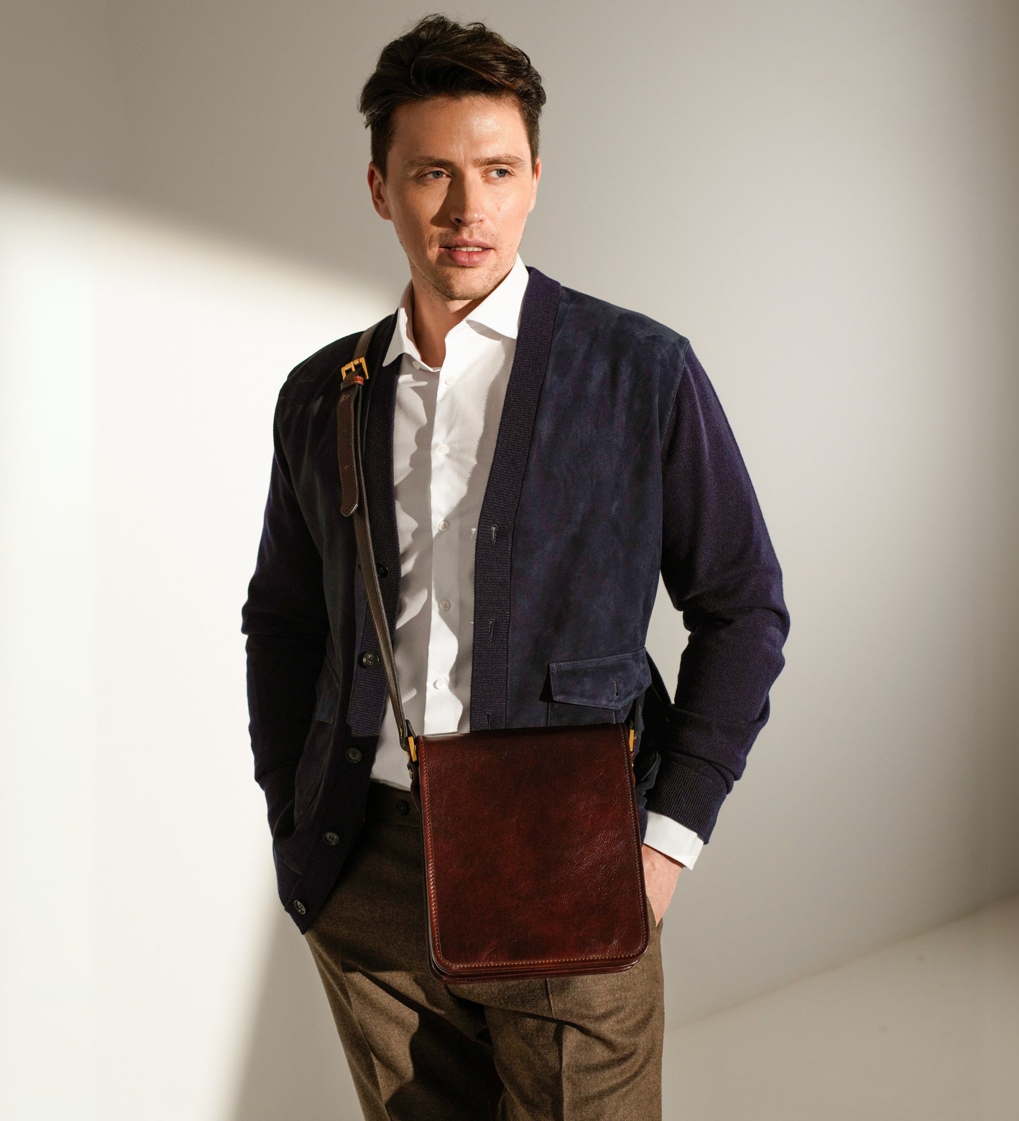 Bolso bandolera de cuero pequeño: On The Road