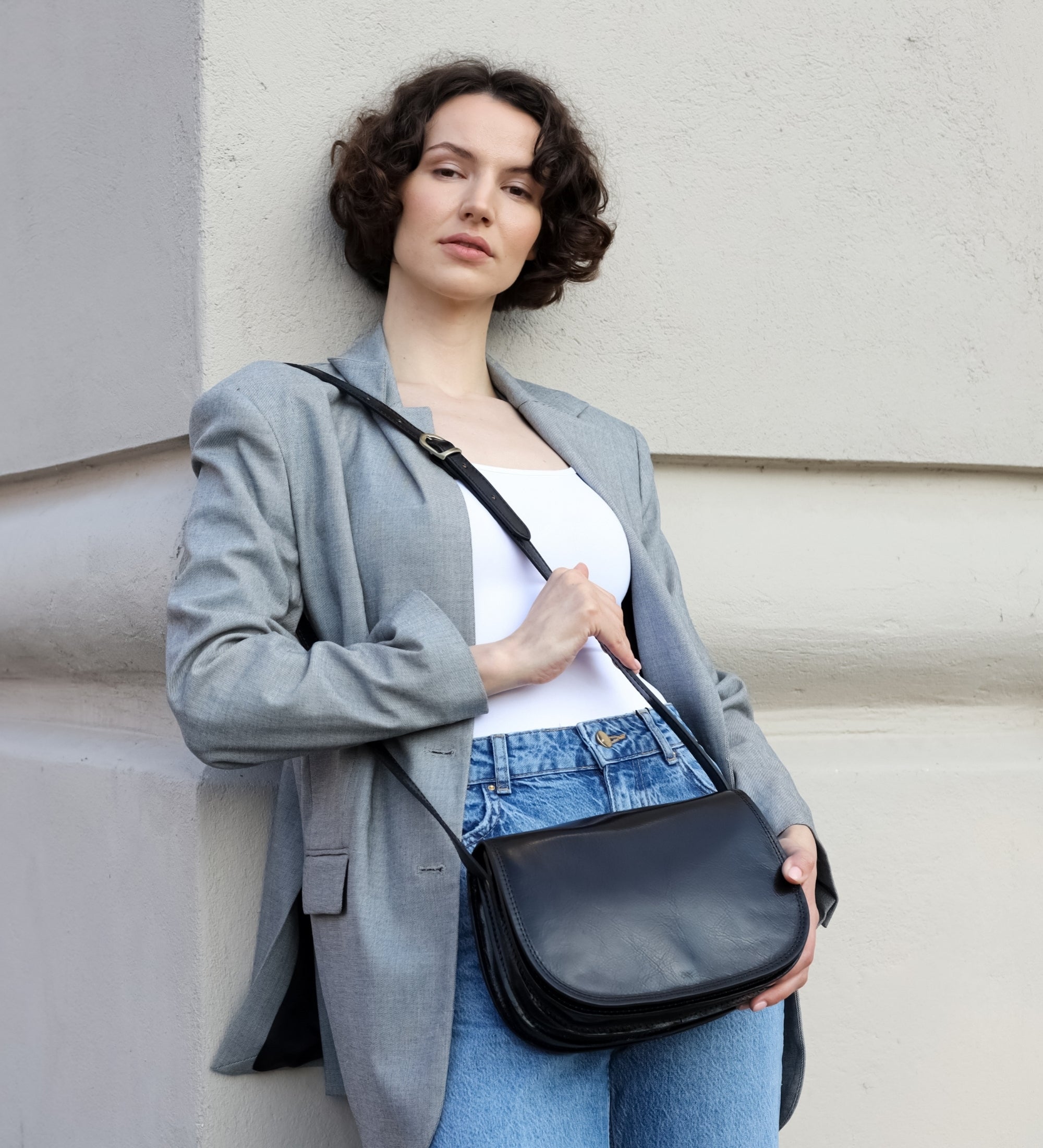 Bolso bandolera saddle de cuero para mujer: Moonfleet