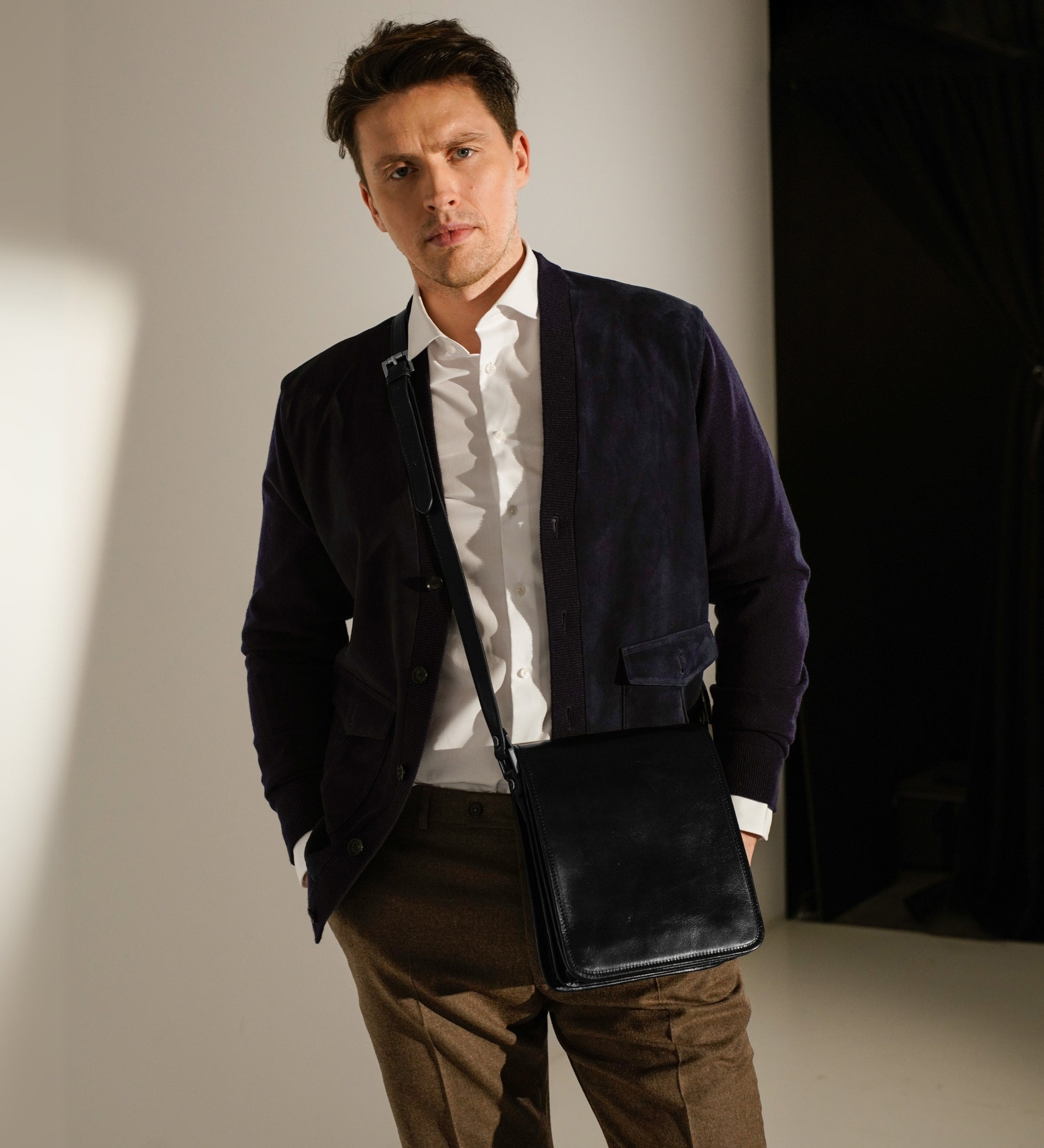 Bolso bandolera de cuero pequeño: On The Road