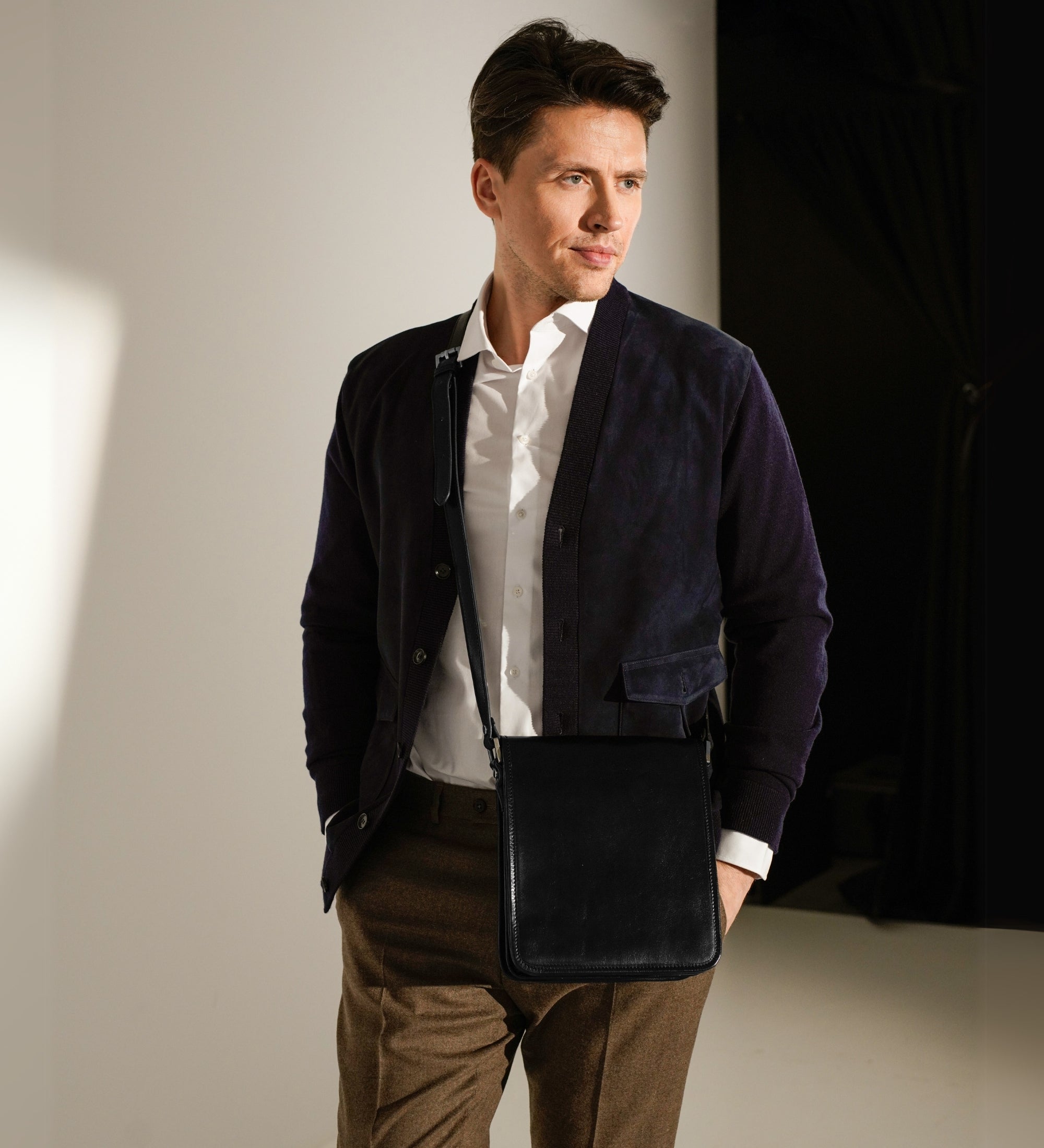 Bolso bandolera de cuero pequeño: On The Road