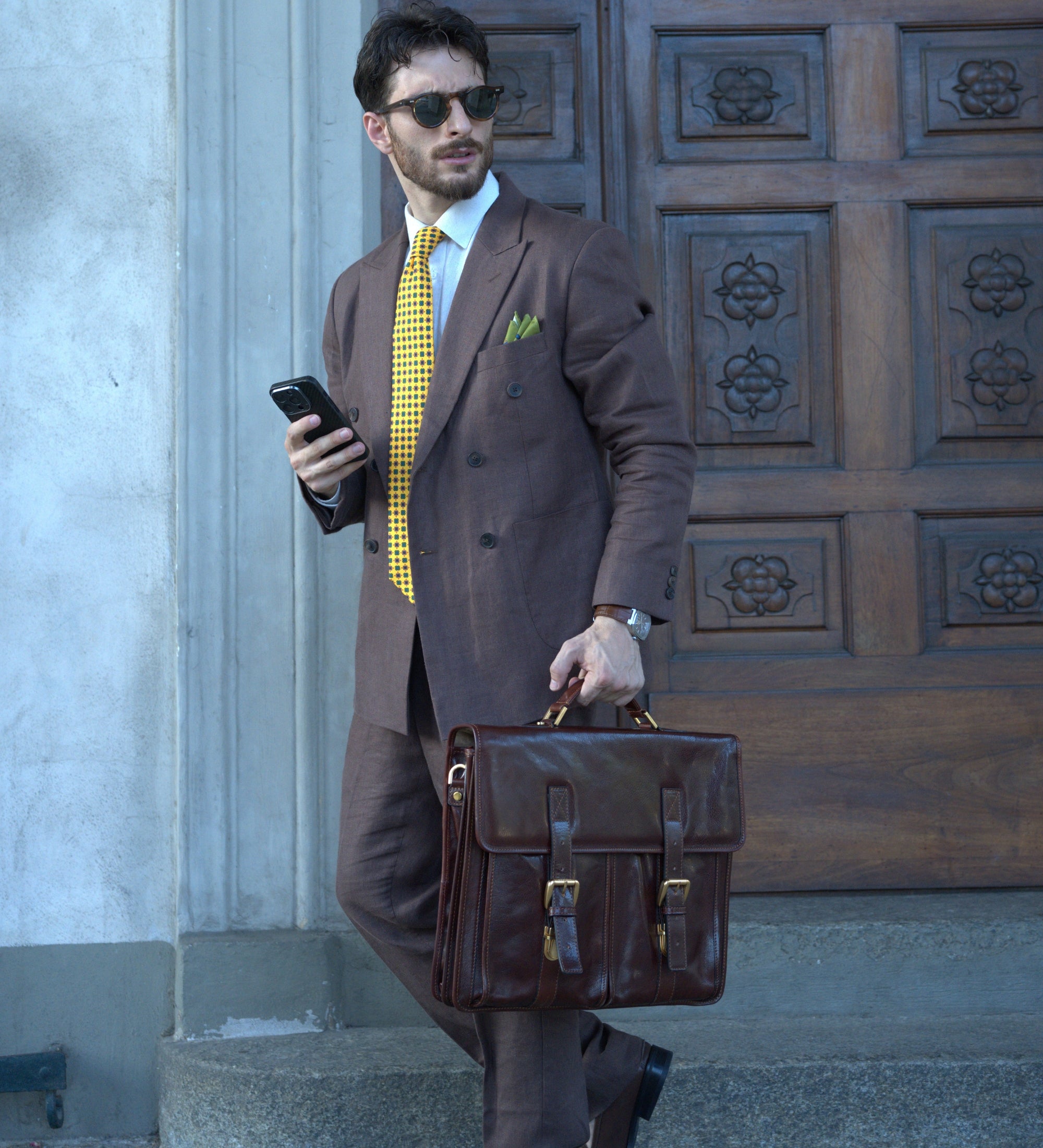 Bolso tipo satchel, maletín de cuero: The Time Machine