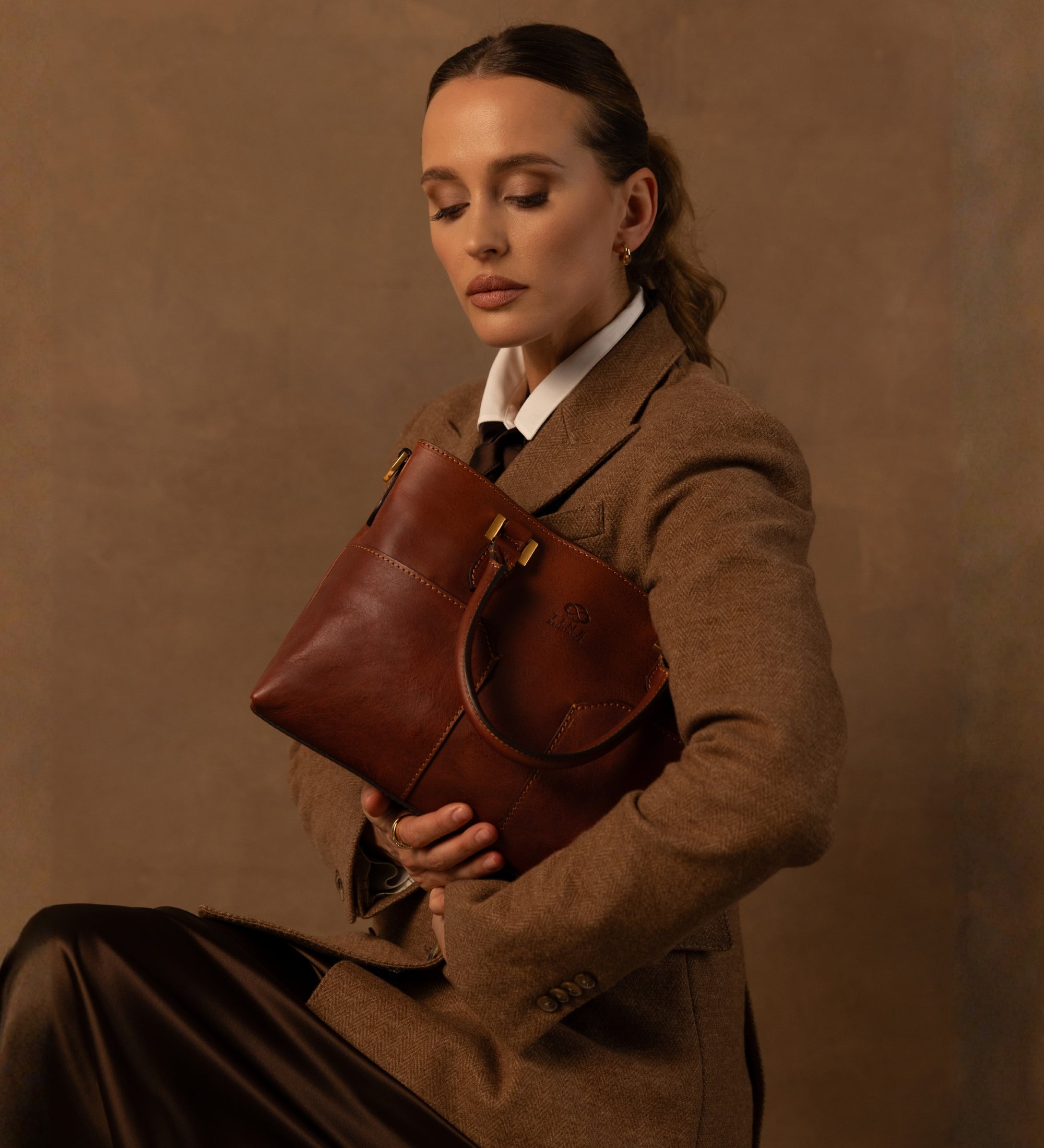 Bolso de hombro/bolso de mano de cuero para mujer: Camilla