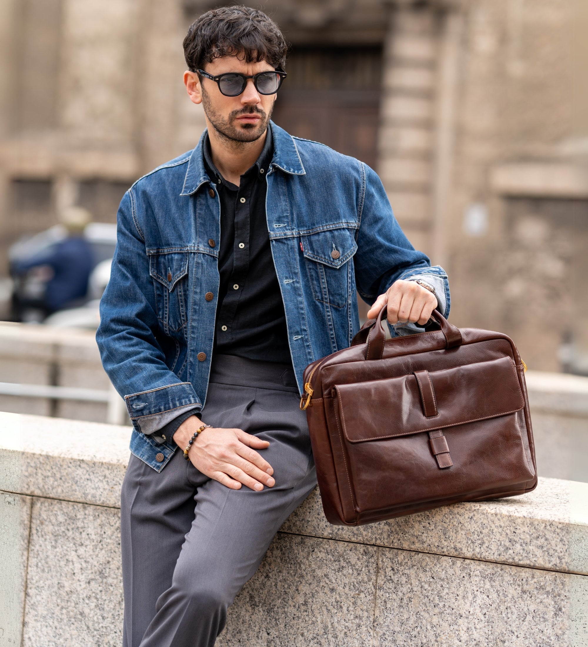 Bolso para portátil/maletín de cuero grande: The Chateau