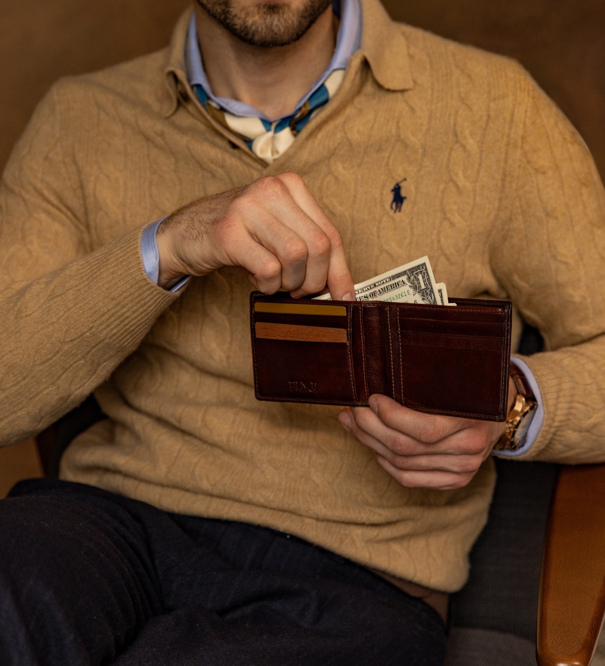 Cartera de cuero de doble compartimento: The Getaway