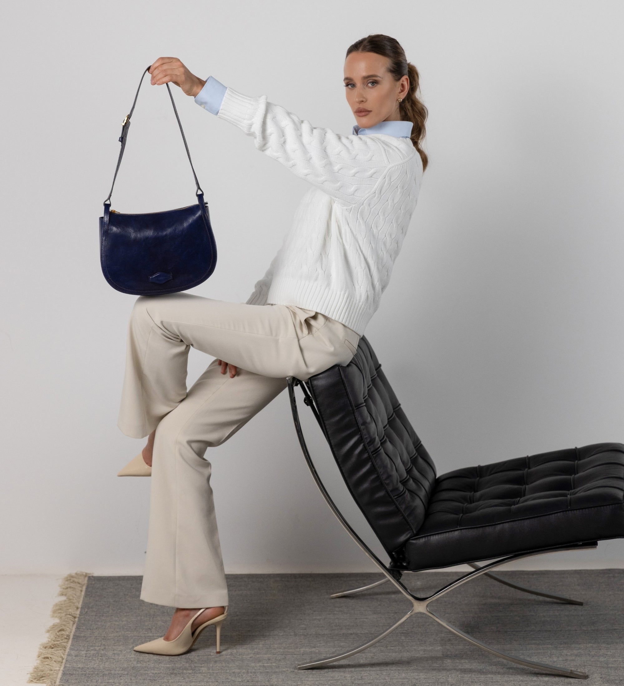 Bolso hobo de cuero para mujer: La Noia