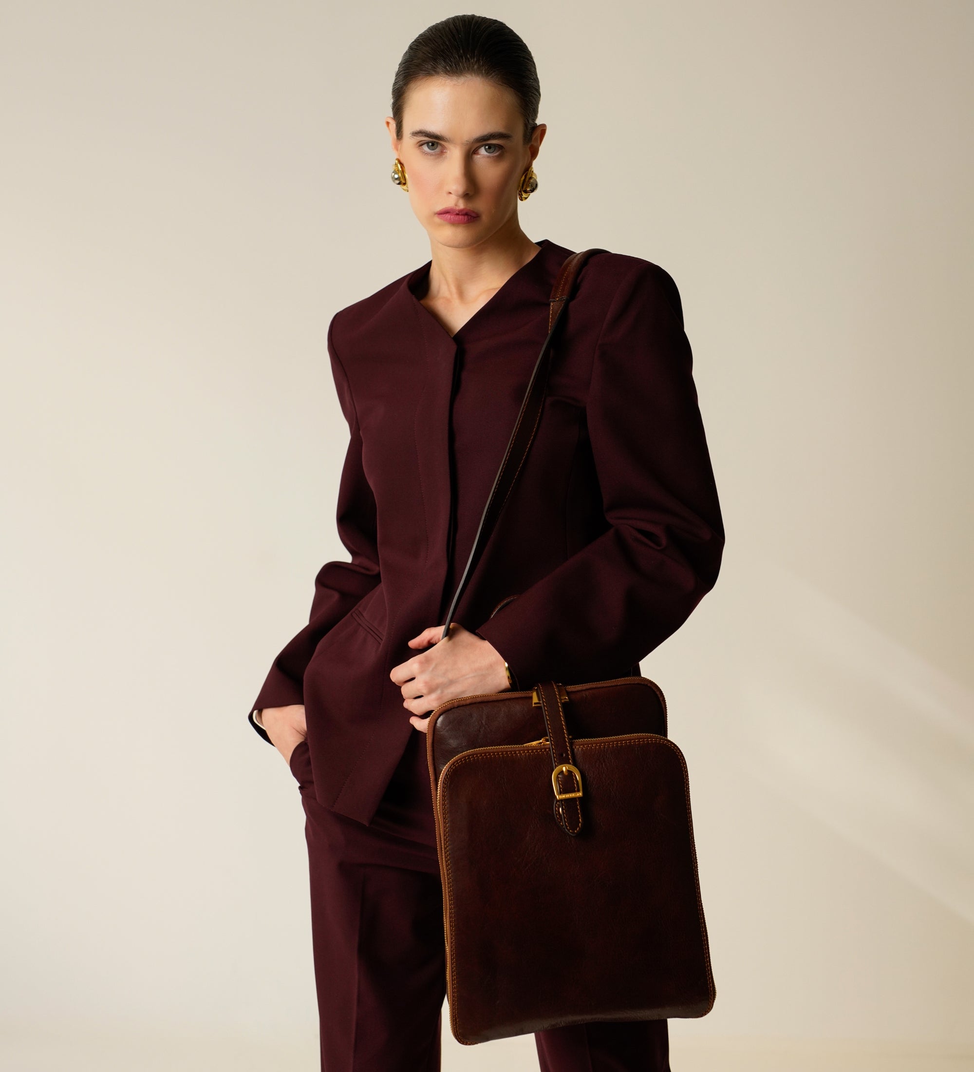 Bolso de hombro/mochila de cuero convertible para mujer: Clarissa