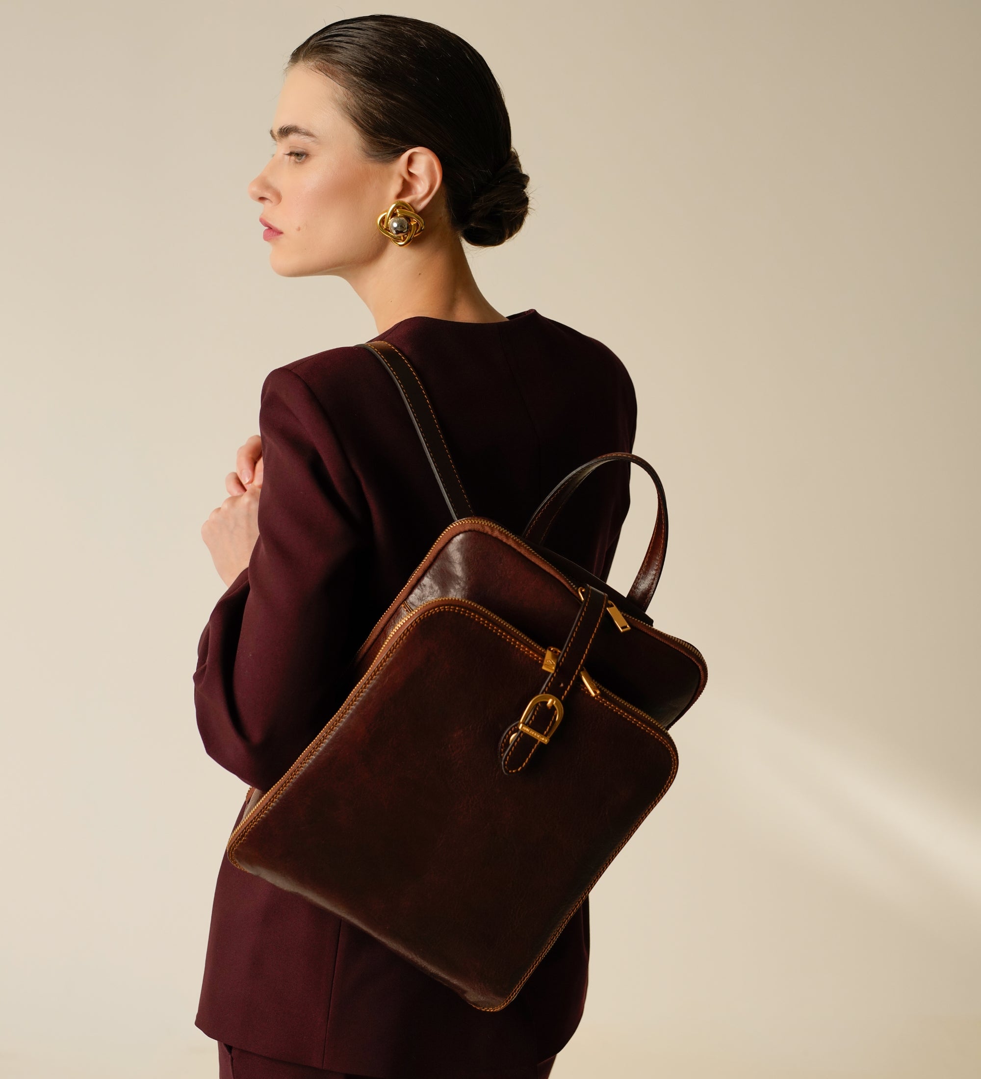 Bolso de hombro/mochila de cuero convertible para mujer: Clarissa