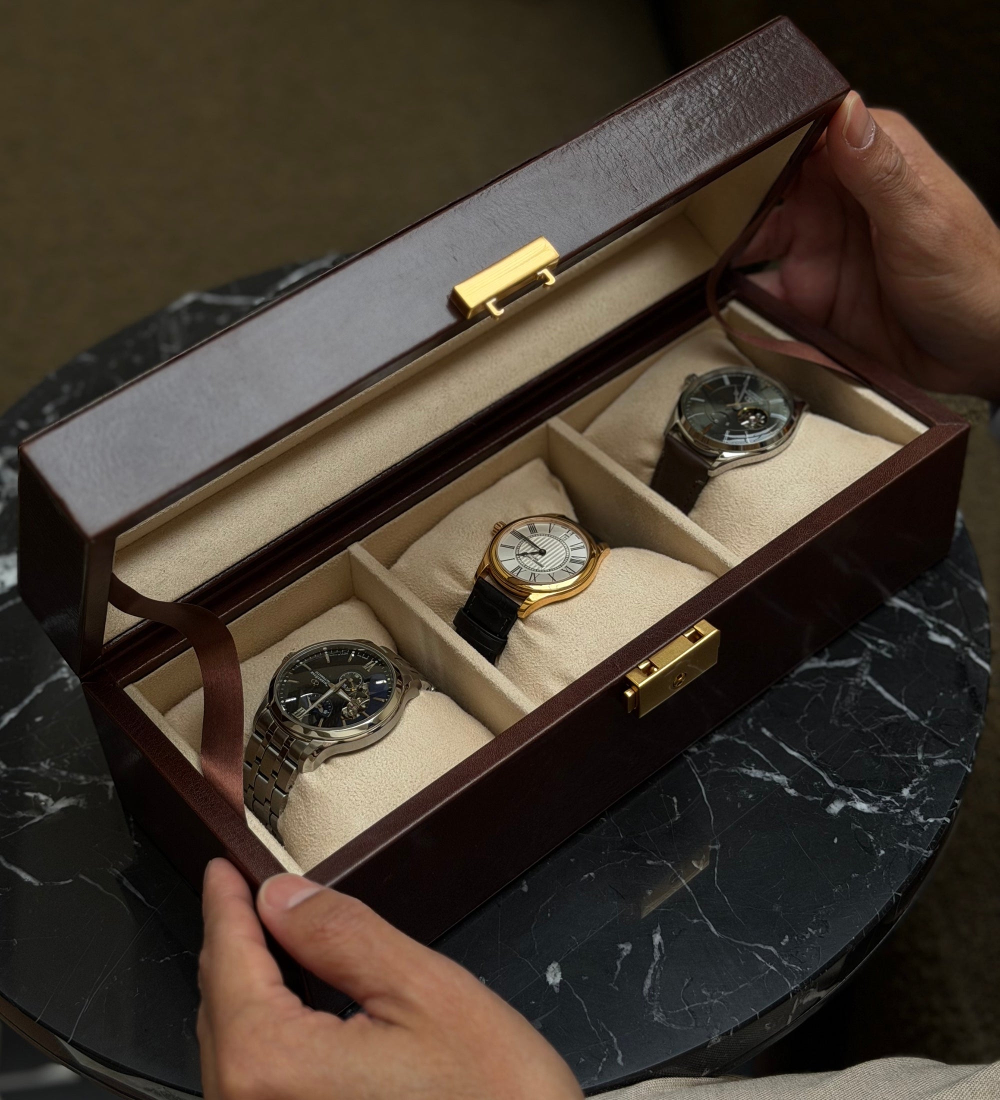 Organizador de relojes, caja para relojes de cuero: Silence