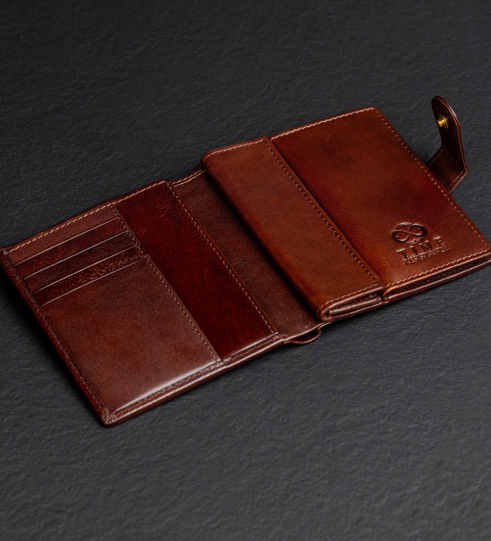 Cartera de cuero de doble compartimento y cierre a presión: Ironweed