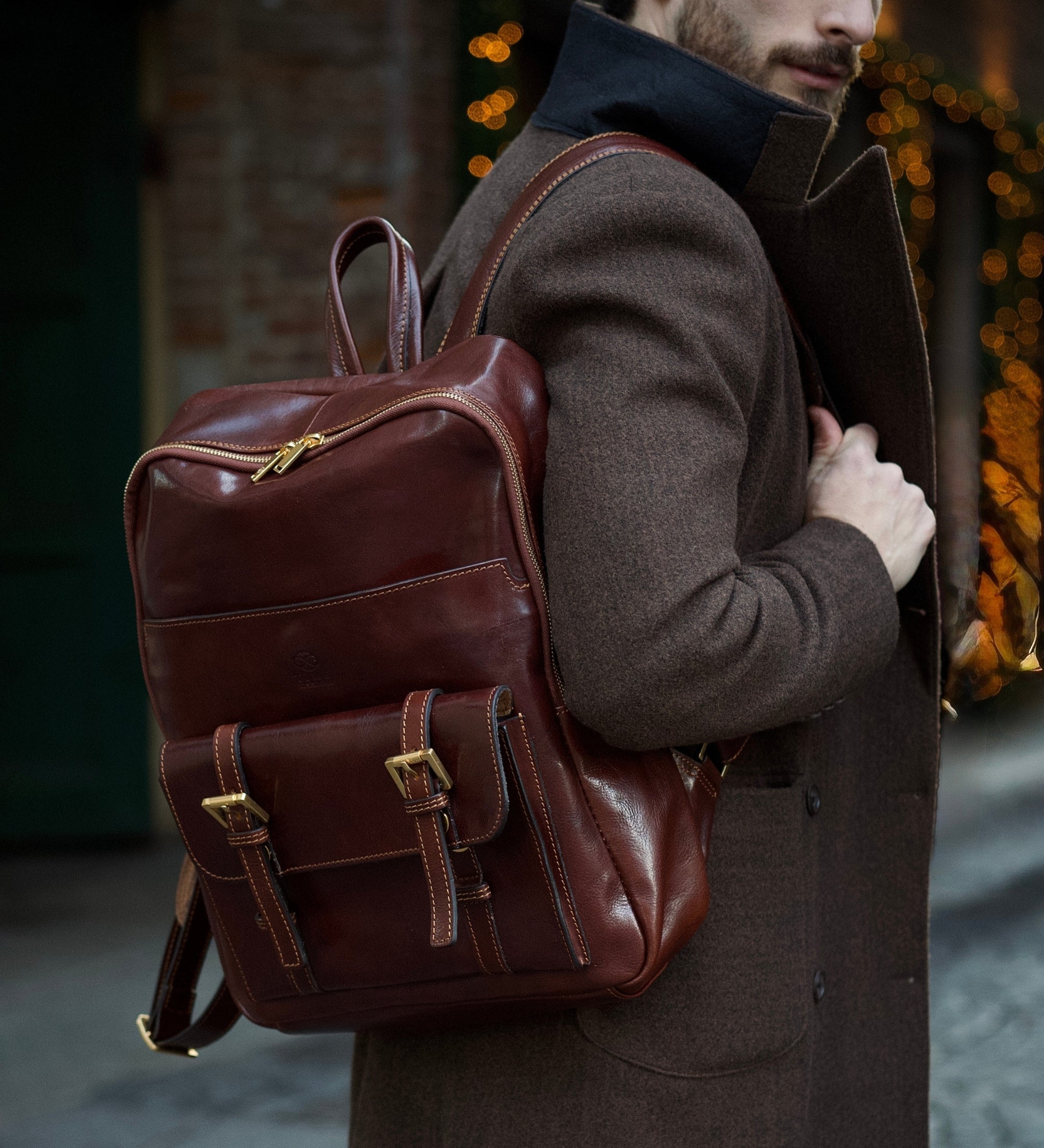 Mochila de cuero grande para hombre: The Divine Comedy