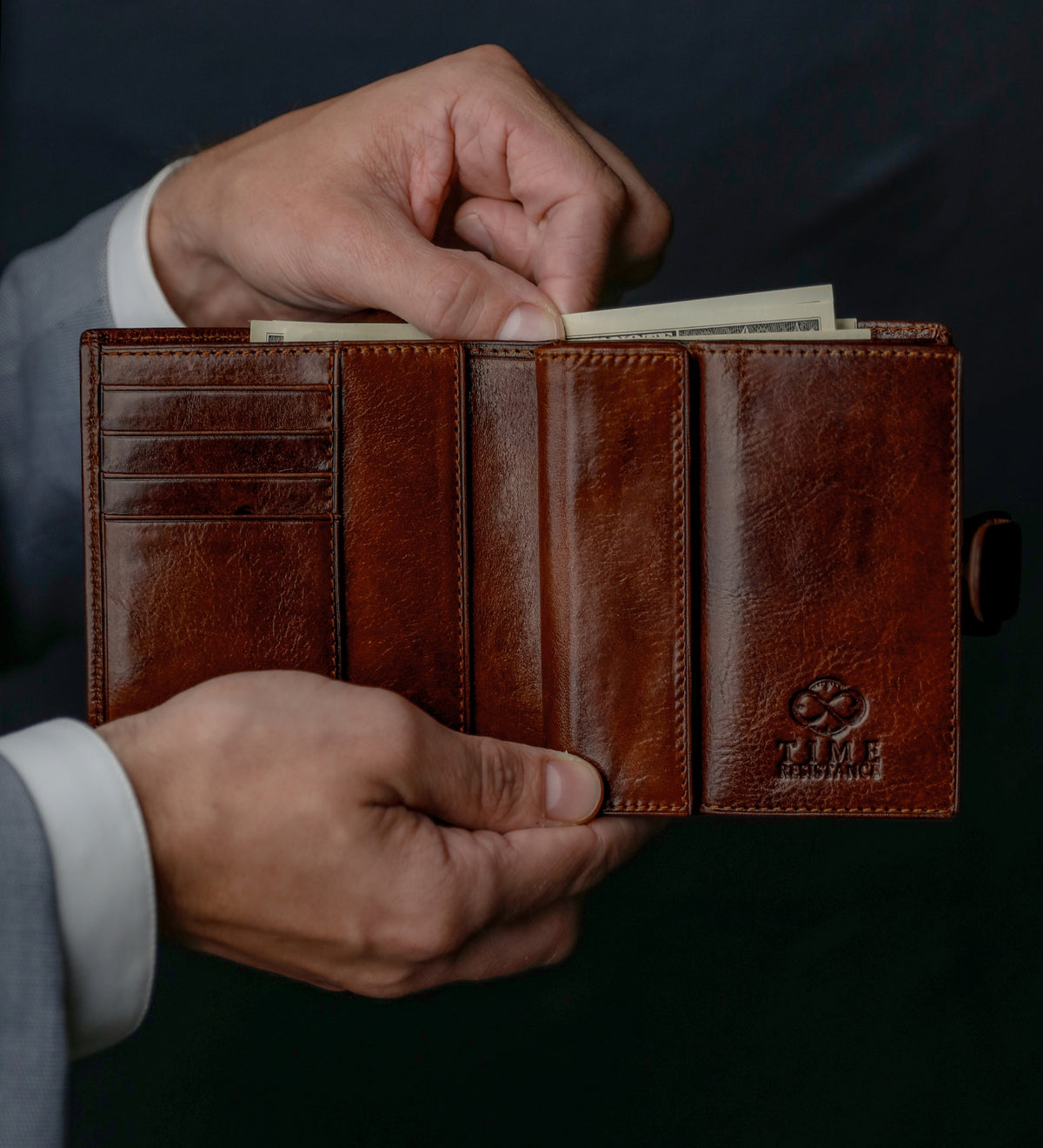 Cartera de cuero de doble compartimento y cierre a presión: Ironweed