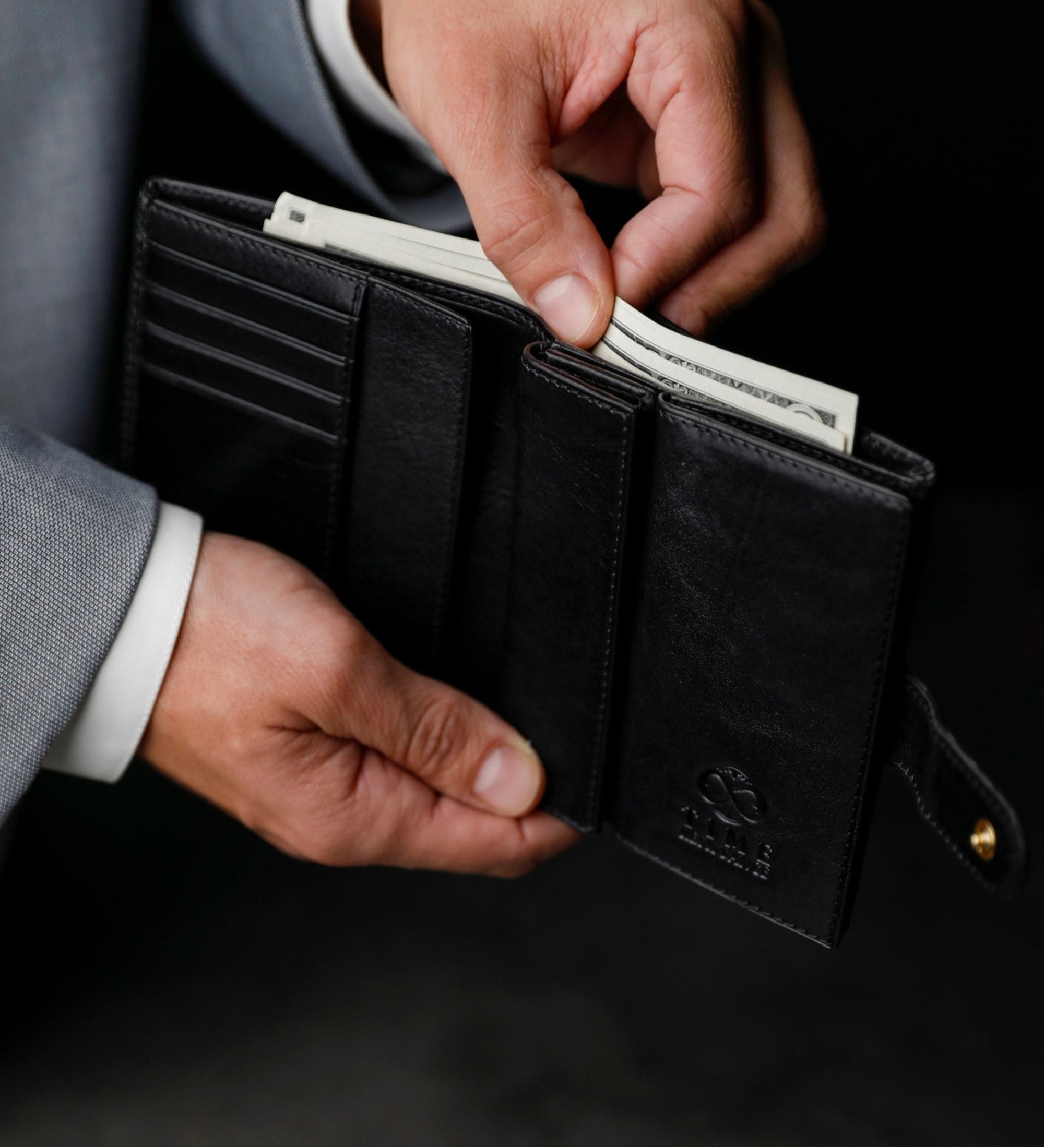 Cartera de cuero de doble compartimento y cierre a presión: Ironweed