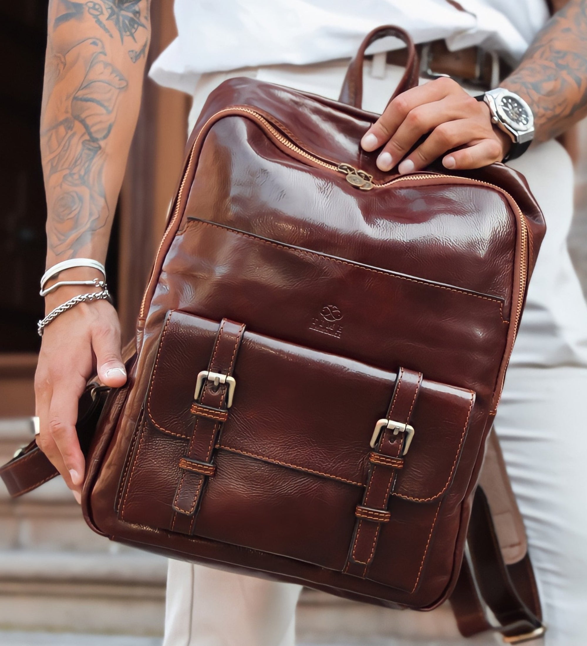 Mochila de cuero grande para hombre: The Divine Comedy
