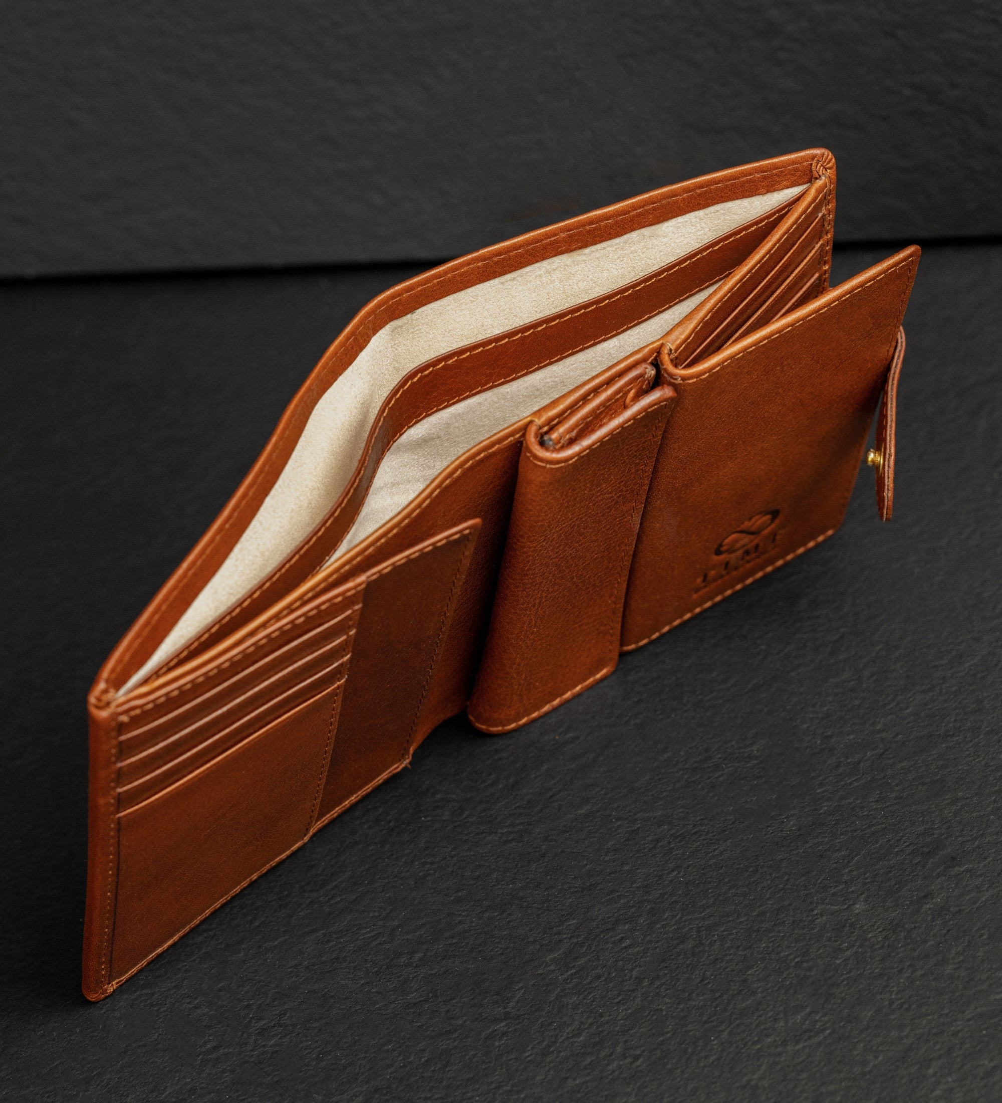 Cartera de cuero de doble compartimento y cierre a presión: Ironweed