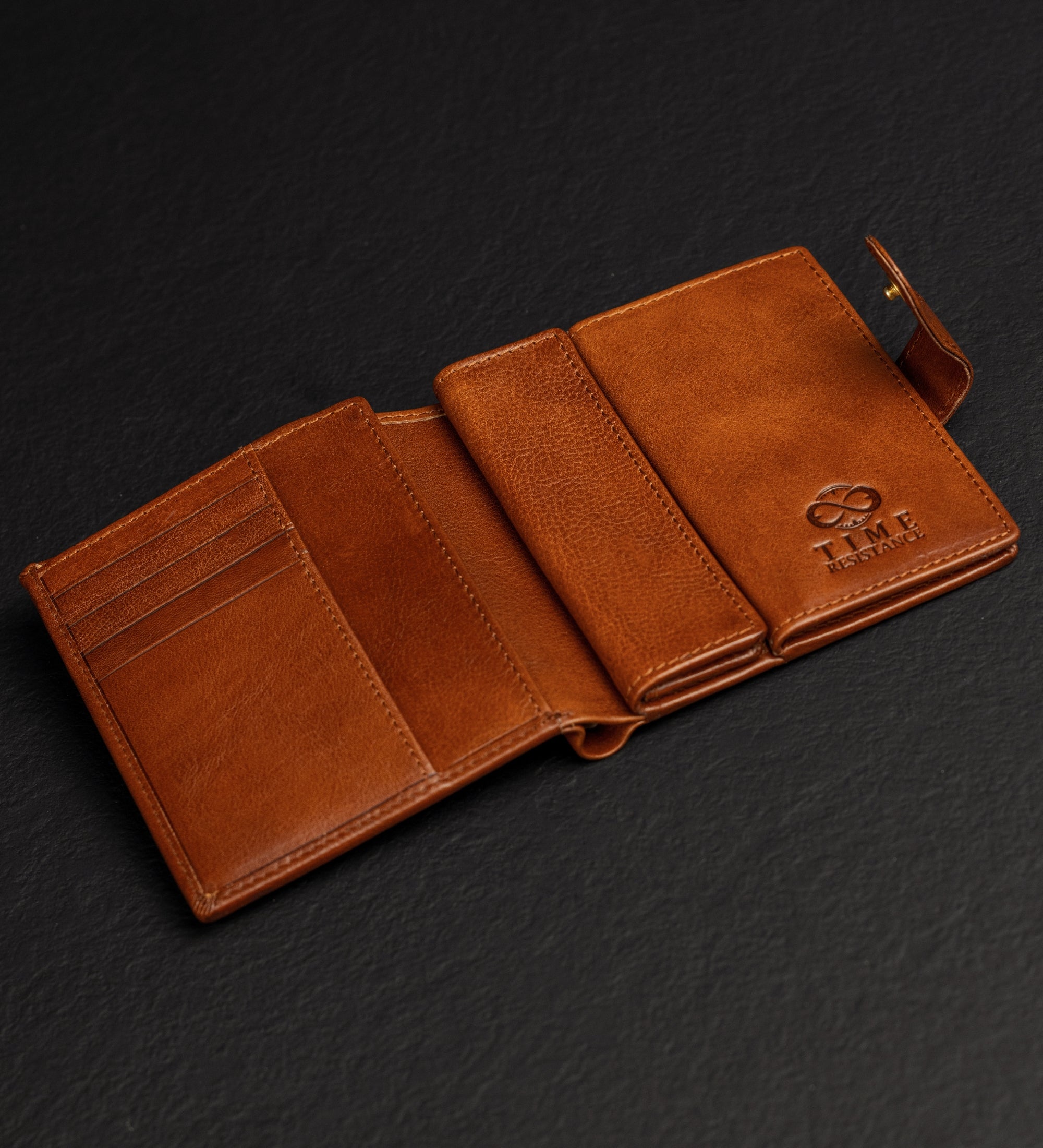 Cartera de cuero de doble compartimento y cierre a presión: Ironweed