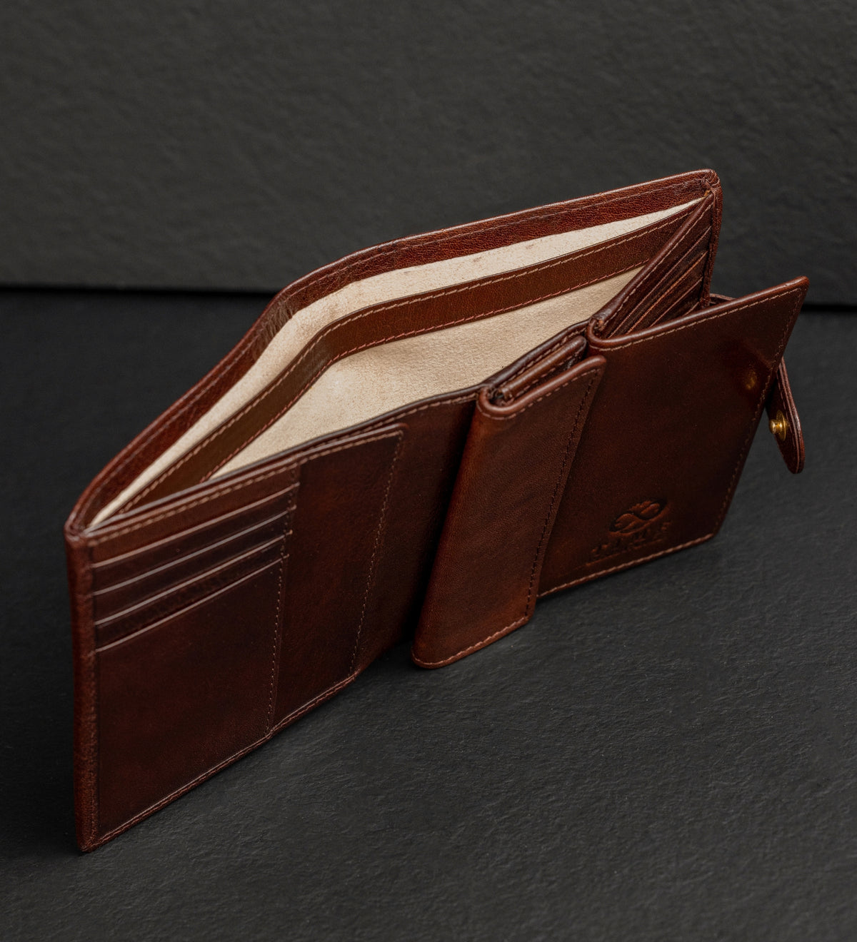 Cartera de cuero de doble compartimento y cierre a presión: Ironweed