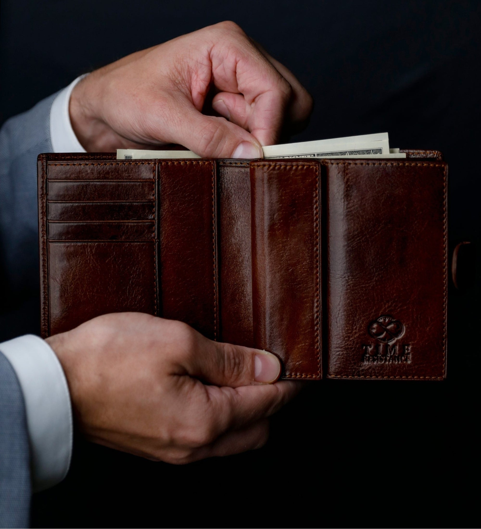 Cartera de cuero de doble compartimento y cierre a presión: Ironweed