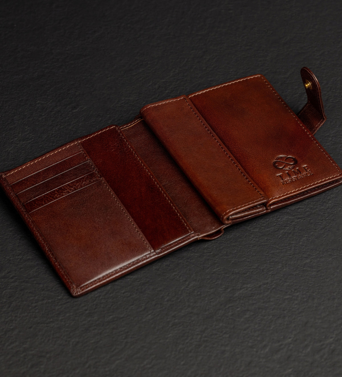 Cartera de cuero de doble compartimento y cierre a presión: Ironweed