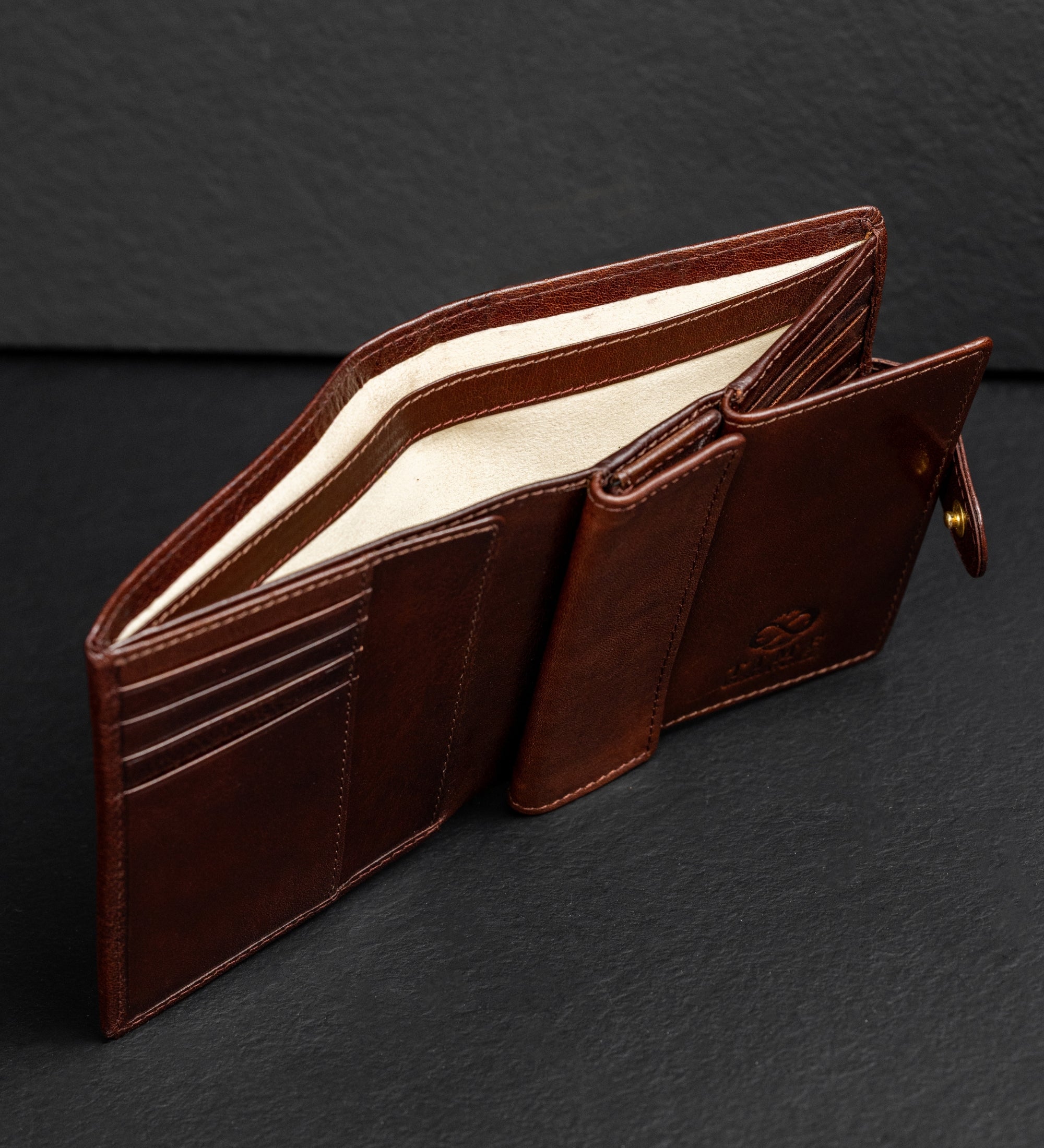 Cartera de cuero de doble compartimento y cierre a presión: Ironweed