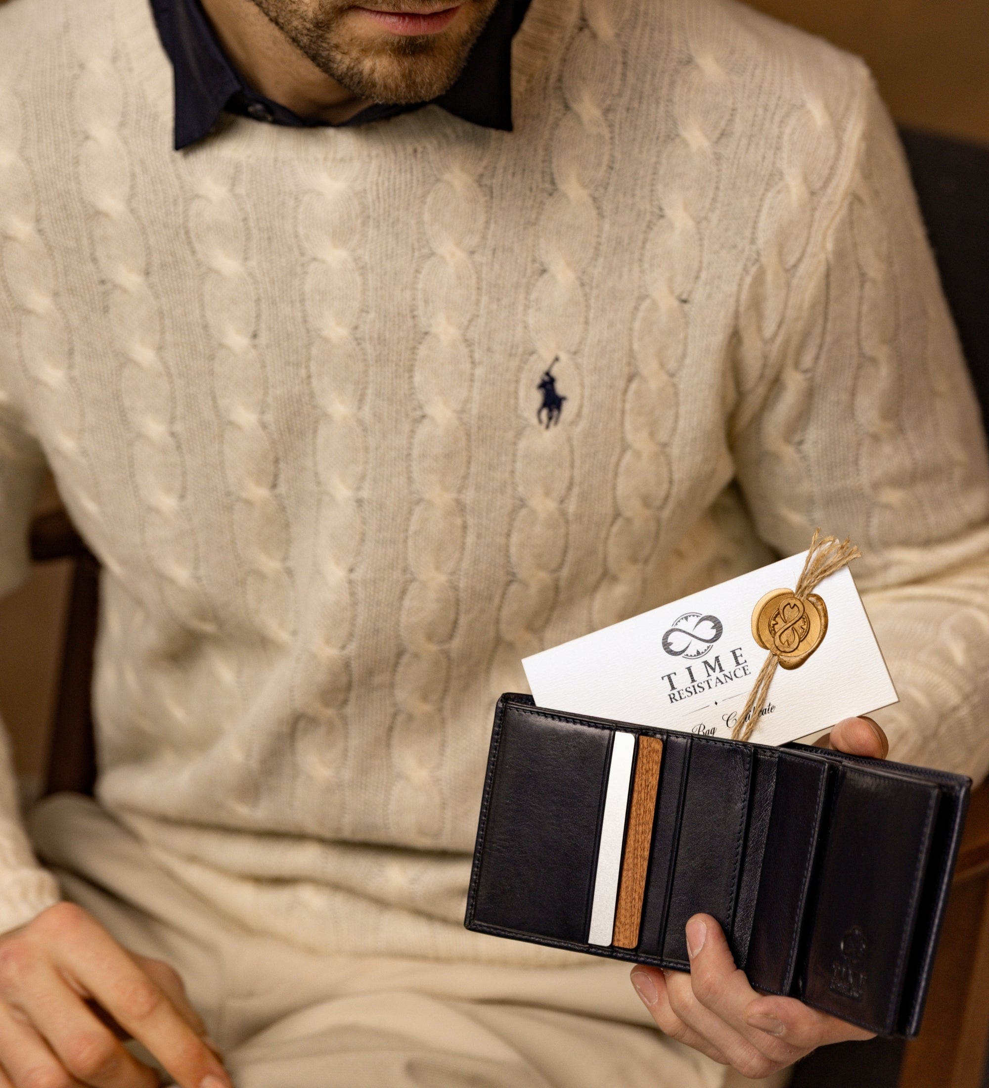 Cartera de cuero de doble compartimento: Daniel