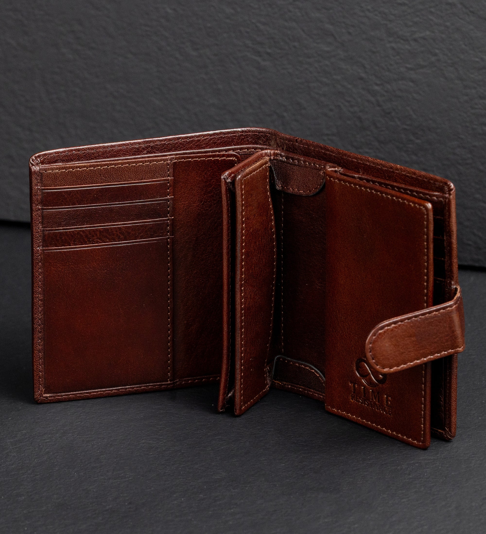 Cartera de cuero de doble compartimento y cierre a presión: Ironweed